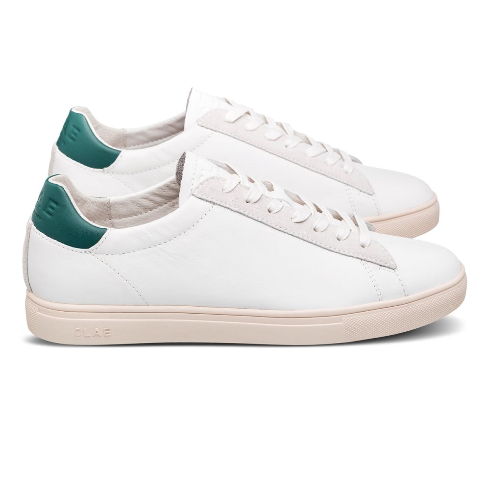 CLAE BRADLEY CALIFORNIA Shoes Womens USA385-X04 In White Leather Trekking Green